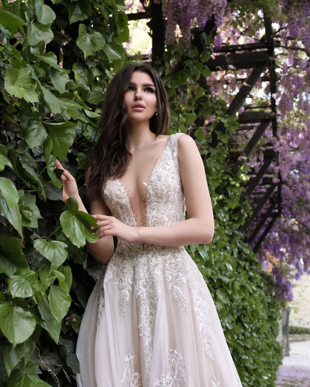 Vestido de novia a medida Fiesole – vista frontal completa, disponible online en Barcelona 